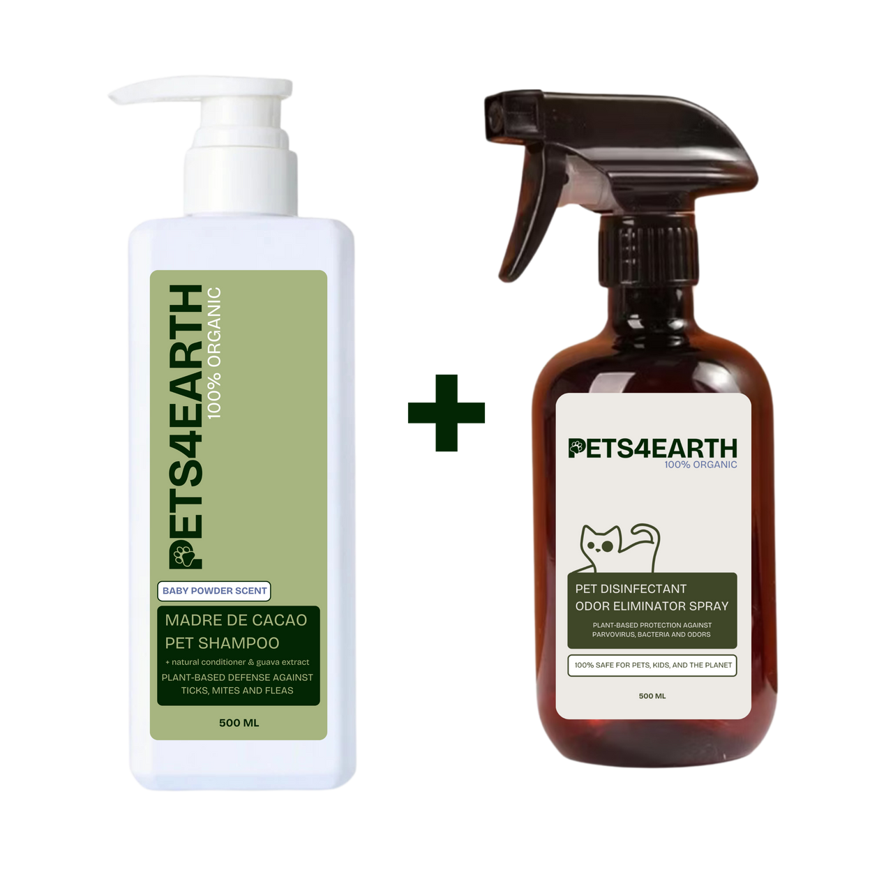 Pets4Earth 100% Organic Madre De Cacao Pet Shampoo & Conditioner (500 mL)