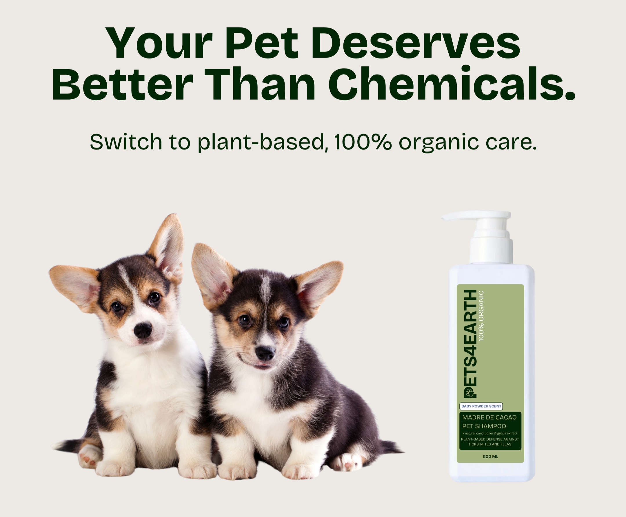 Pets4Earth 100% Organic Madre De Cacao Pet Shampoo & Conditioner